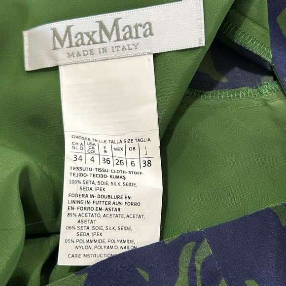 Max Mara Silk Tunic Top Womens Size 4 Blue Green Floral Designer Luxury Timeless - Picture 12 of 13